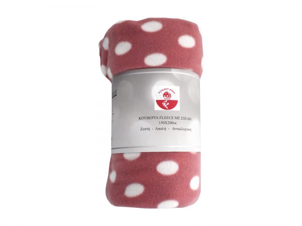 35077 35079 FLEECE SXEDIO ROZ POUA 1600x1200 Κουβέρτα  Fleece Διπλή Με Σχέδιο 200×220 cm Ροζ Πουά - Image 1