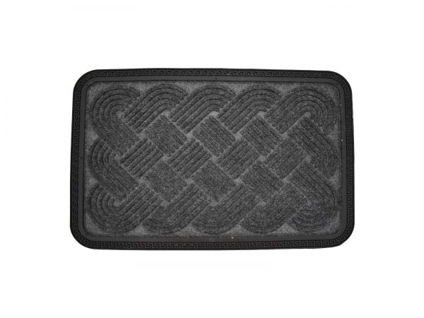 Πατάκι Εξώπορτας Μοκέτα Λάστιχο σχέδιο Πλεξούδα 40x60cm Γκρι - Image 1