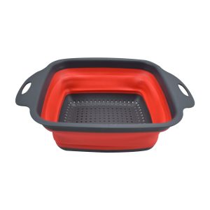 Σουρωτήρι Πτυσσόμενο Τετράγωνο 22×22 cm Κόκκινο