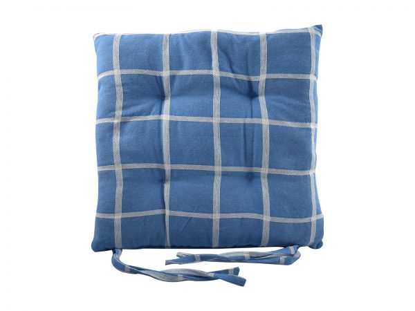 Μαξιλάρι Καρέκλας Καρώ 40x40cm Μπλε - Image 1