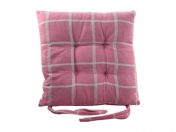 Μαξιλάρι Καρέκλας Καρώ 40x40cm Ροζ - Image 1