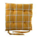 Μαξιλάρι Καρέκλας Καρώ 40x40cm Κίτρινο Μουσταρδί
