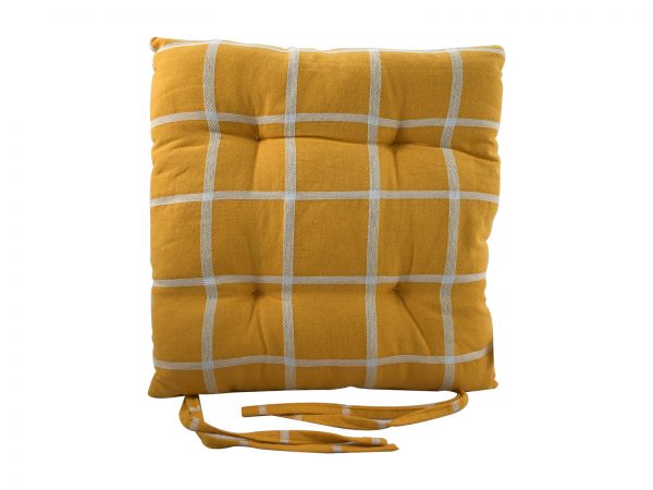 Μαξιλάρι Καρέκλας Καρώ 40x40cm Κίτρινο Μουσταρδί - Image 1