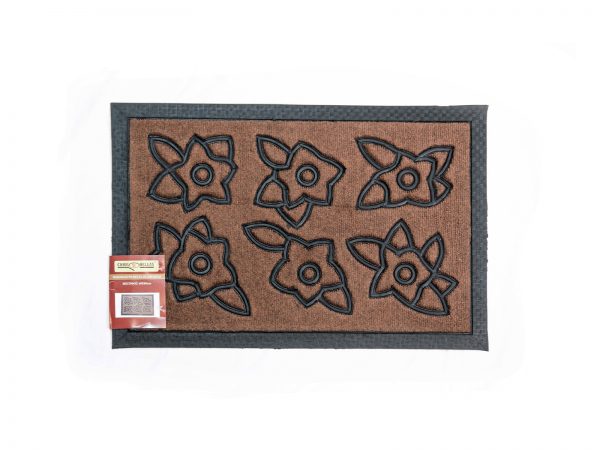 Πατάκι Εισόδου Μοκέτα Delta 40x60cm σχέδιο Λουλούδια Καφέ - Image 1