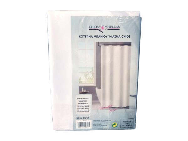 KO027 ΚΟ027 WHITE 1600X1200 Κουρτίνα Μπάνιου Υφασμάτινη Chios 180x180cm Λευκό - Image 1