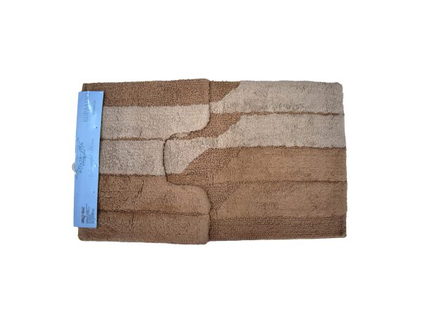 Πατάκι Μπάνιου Βαμβακερό Κοραλίνο Σετ 2τεμ Καφέ 50x80cm & 50x40cm - Image 1