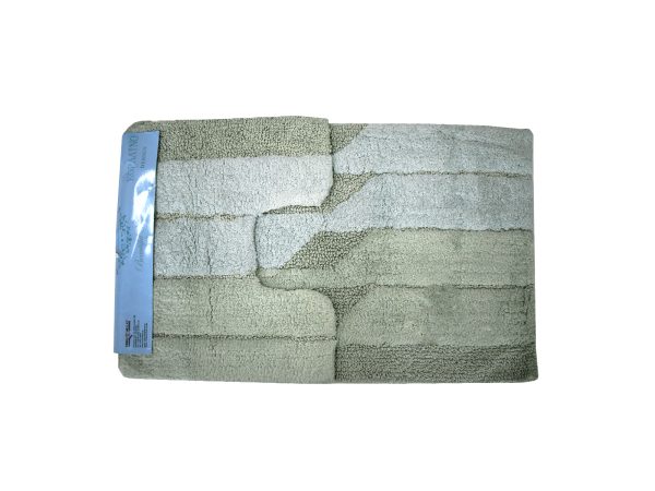 Πατάκι Μπάνιου Βαμβακερό Κοραλίνο Σετ 2τεμ Πράσινο 50x80cm & 50x40cm - Image 1