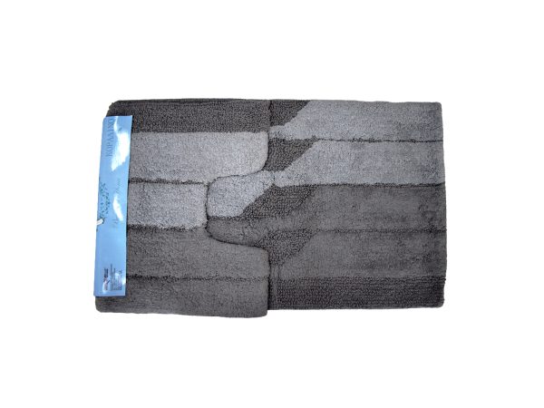 Πατάκι Μπάνιου Βαμβακερό Κοραλίνο Σετ 2τεμ Γκρι 50x80cm & 50x40cm - Image 1