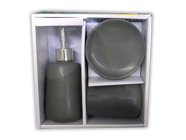 31863 KERAMIKA AKSESOUAR SET GKRI 1600x1200 Κεραμικά Αξεσουάρ Μπάνιου Σετ 3 Τεμαχίων Γκρι - Image 1