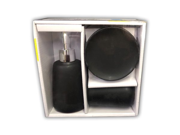 31863 KERAMIKA AKSESOUAR SET MAURO 1600x1200 Κεραμικά Αξεσουάρ Μπάνιου Σετ 3 Τεμαχίων Μαύρο - Image 1