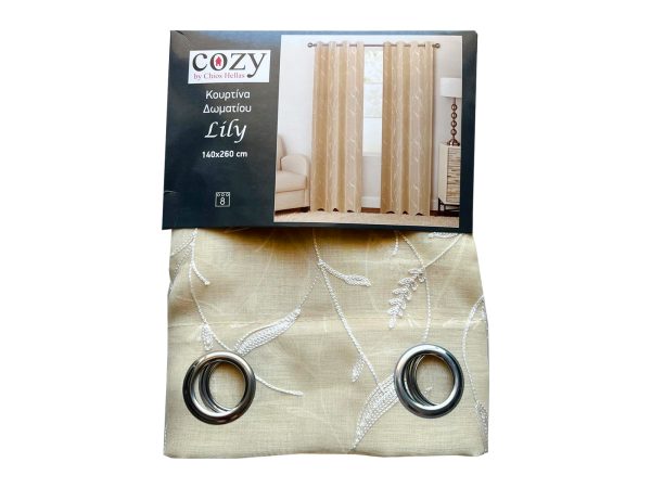 Κουρτίνα Δωματίου Lily 140x260 cm Μπεζ - Image 2