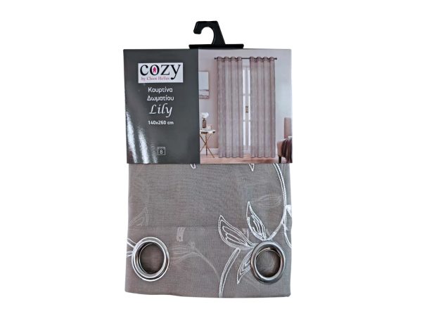 Κουρτίνα Δωματίου Lily 140x260 cm Γκρι - Image 2