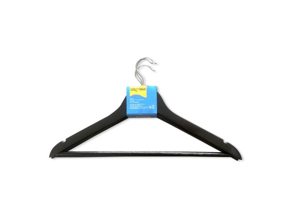 Κρεμάστρα Ξύλινη Χρωματιστή Σετ 3 Τεμαχίων Μαύρο - Image 1