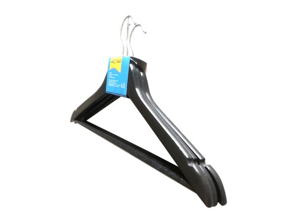 Κρεμάστρα Ξύλινη Χρωματιστή Σετ 3 Τεμαχίων Μαύρο - Image 2