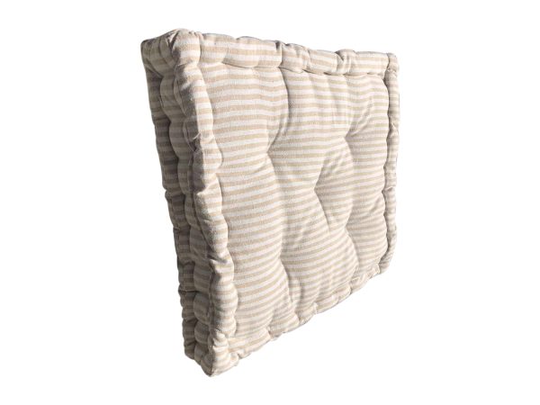 Μαξιλάρι Στρώμα Βαμβακερό Ρίγα 40x40cm Μπεζ - Image 2
