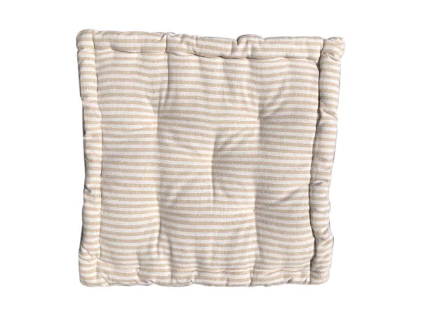 Μαξιλάρι Στρώμα Βαμβακερό Ρίγα 40x40cm Μπεζ - Image 1