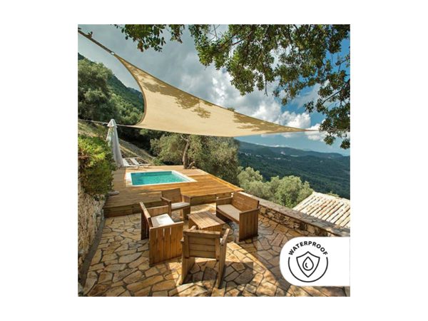 34530 1600X1200 Πανί Σκίασης Τρίγωνο 3x3x3m Αδιάβροχο Εκρού - Image 1