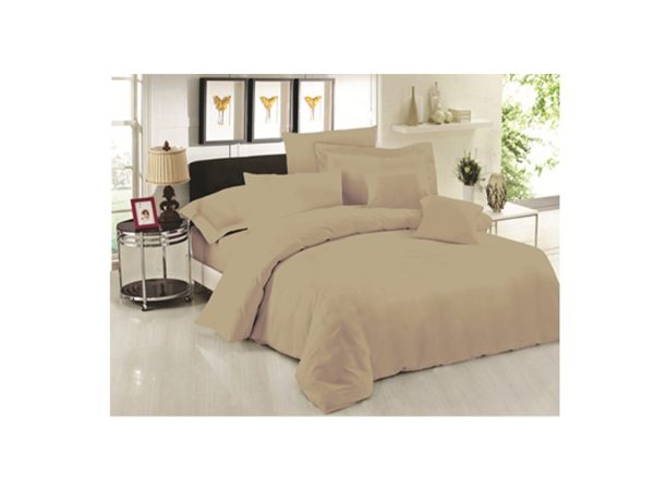 35229 beige 1600X1200 Παπλωματοθήκη Βαμβ. Μονόχρωμη 220x240 cm Σετ 3 τεμάχια Μπεζ - Image 1