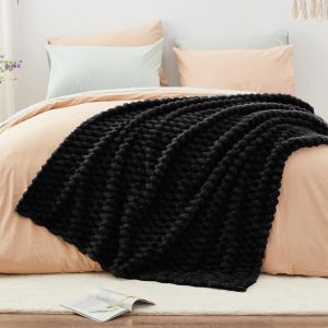 Κουβέρτα Βελουτέ Ανάγλυφη 200×220 cm Μαύρο