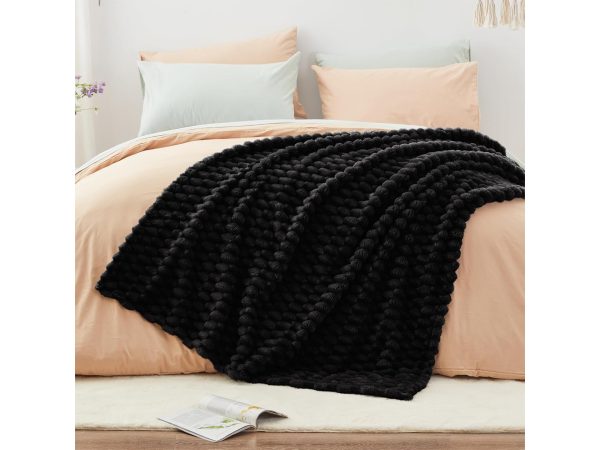 Κουβέρτα Βελουτέ Ανάγλυφη 150×200 cm Μαύρο - Image 1
