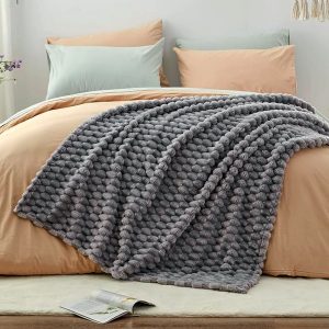 Κουβέρτα Βελουτέ Ανάγλυφη 200×220 cm Γκρι