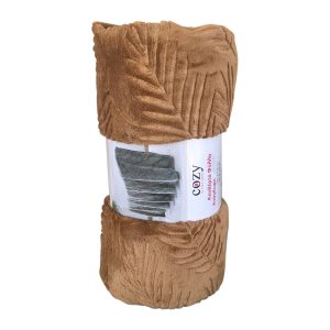 Κουβέρτα Φύλλα Ανάγλυφη 200×220 cm Καφέ