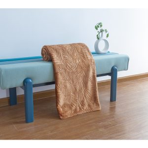 Κουβέρτα Φύλλα Ανάγλυφη 200×220 cm Καφέ