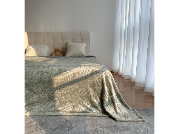 Κουβέρτα Φύλλα Ανάγλυφη 200×220 cm Πράσινο - Image 3