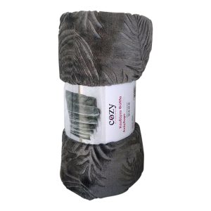 Κουβέρτα Φύλλα Ανάγλυφη 200×220 cm Γκρι
