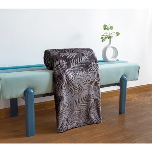 Κουβέρτα Φύλλα Ανάγλυφη 200×220 cm Γκρι