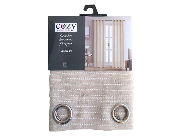 Κουρτίνα Δωματίου Stripes 140x260 cm Μπεζ - Image 1