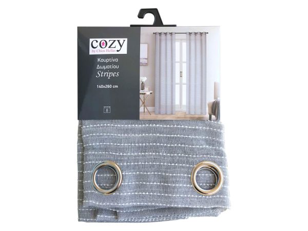 Κουρτίνα Δωματίου Stripes 140x260 cm Γκρι - Image 1