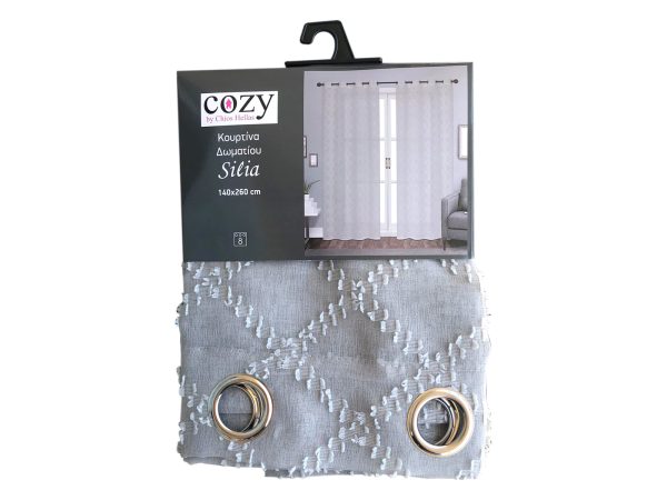 Κουρτίνα Δωματίου Silia 140x260 cm Γκρι - Image 1