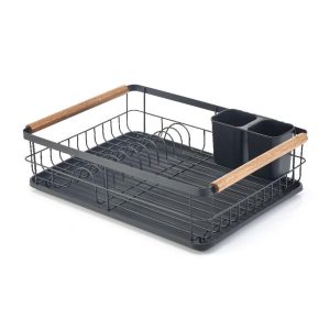 Πιατοθήκη Μεταλλική Με Ξύλινες Λαβές 44x32x12,5 cm