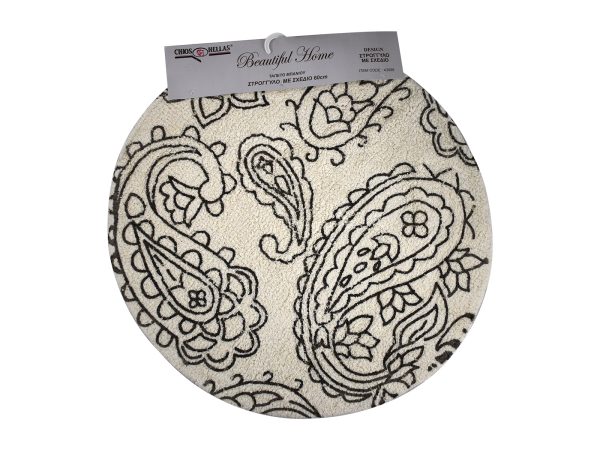 43089 beige black 1600x1200 Ταπέτο Μπάνιου Βαμβακερό Στρογγυλό 60cm Μπεζ Μαύρο - Image 1