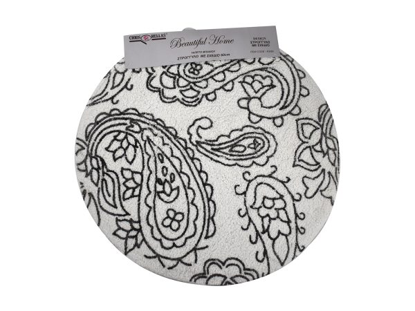 43089 black white 1600x1200 Ταπέτο Μπάνιου Βαμβακερό Στρογγυλό 60cm Μαύρο Λευκό - Image 1