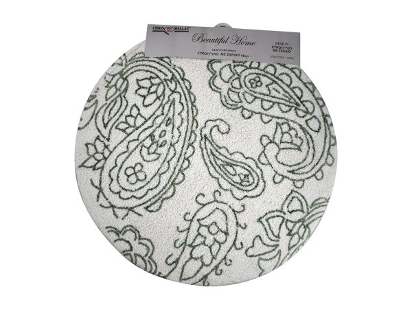 43089 white green 1600x1200 Ταπέτο Μπάνιου Βαμβακερό Στρογγυλό 60cm Λευκό Πράσινο - Image 1