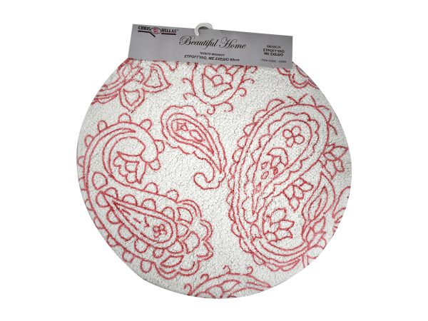 43089 white red 1600x1200 Ταπέτο Μπάνιου Βαμβακερό Στρογγυλό 60cm Λευκό Κόκκινο - Image 1