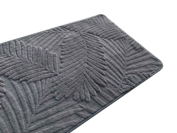 Ταπέτο Microfiber Φύλλα Ανάγλυφο 60x180 cm Γκρι - Image 2
