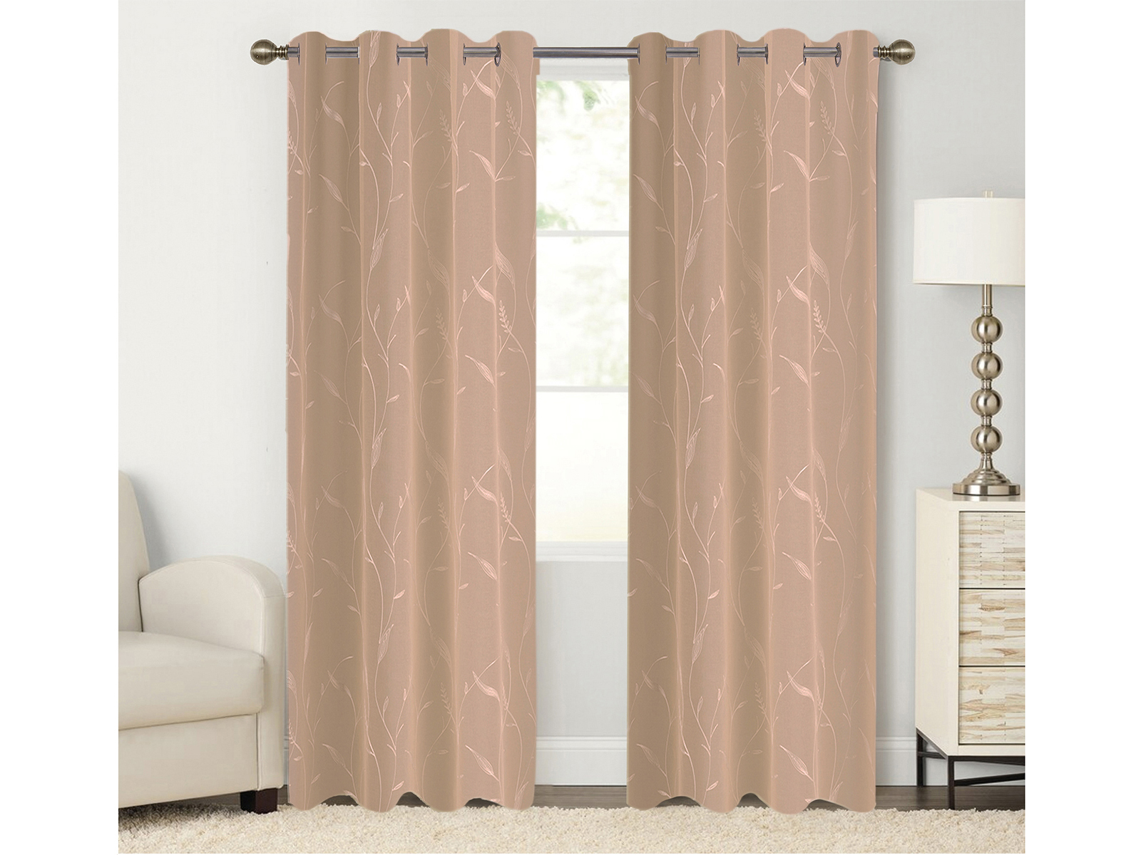 Κουρτίνα Δωματίου Lily 140x260 cm Μπεζ Καφέ